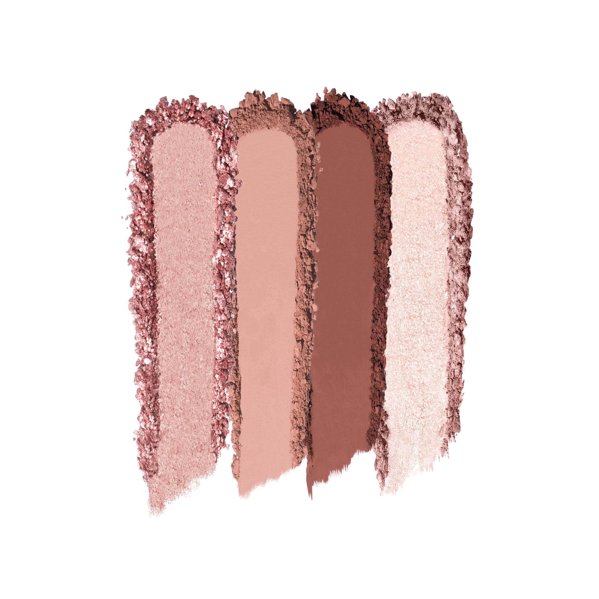 סווטצ'ים של ארבעת הגוונים בפלטת הצלליות Luxe Glam Compact בגוון 'Rosy'.