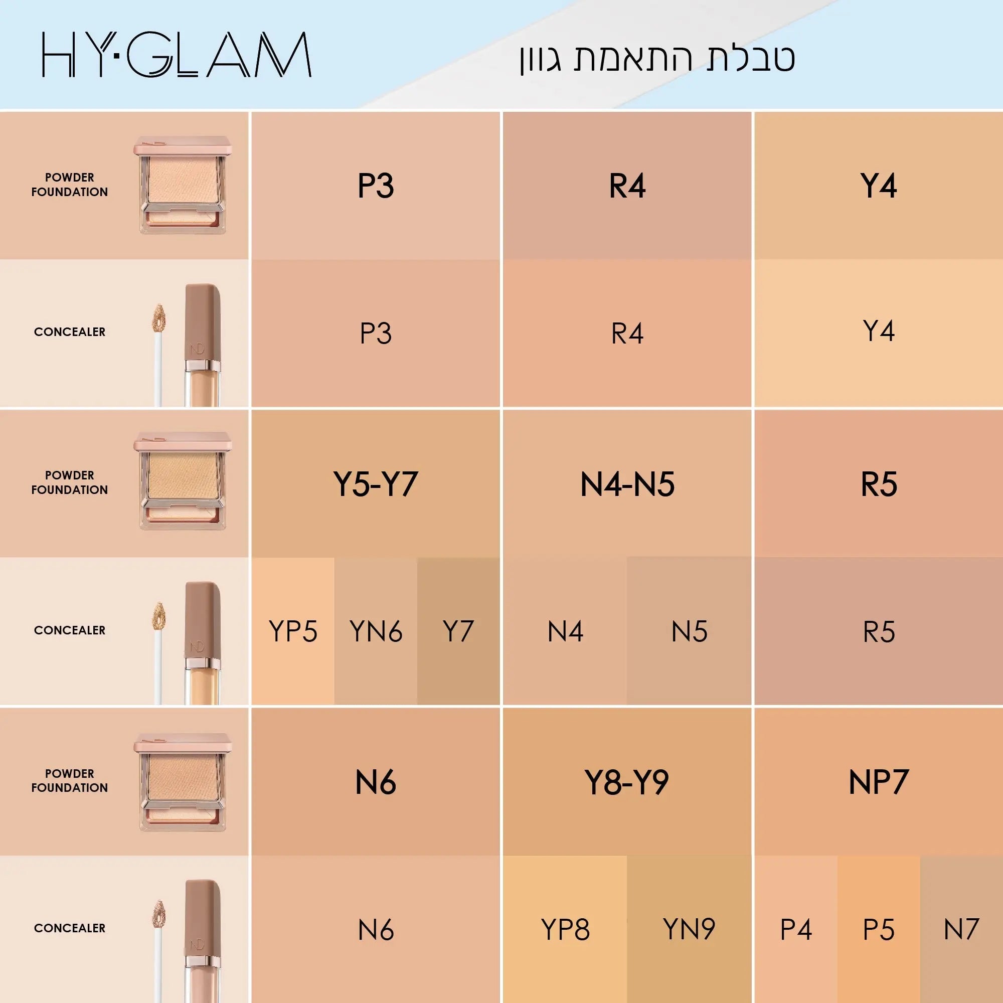 HY-GLAM POWDER FOUNDATION - מייקאפ פודרה היי-גלאם פאודר פאונדיישן -  
