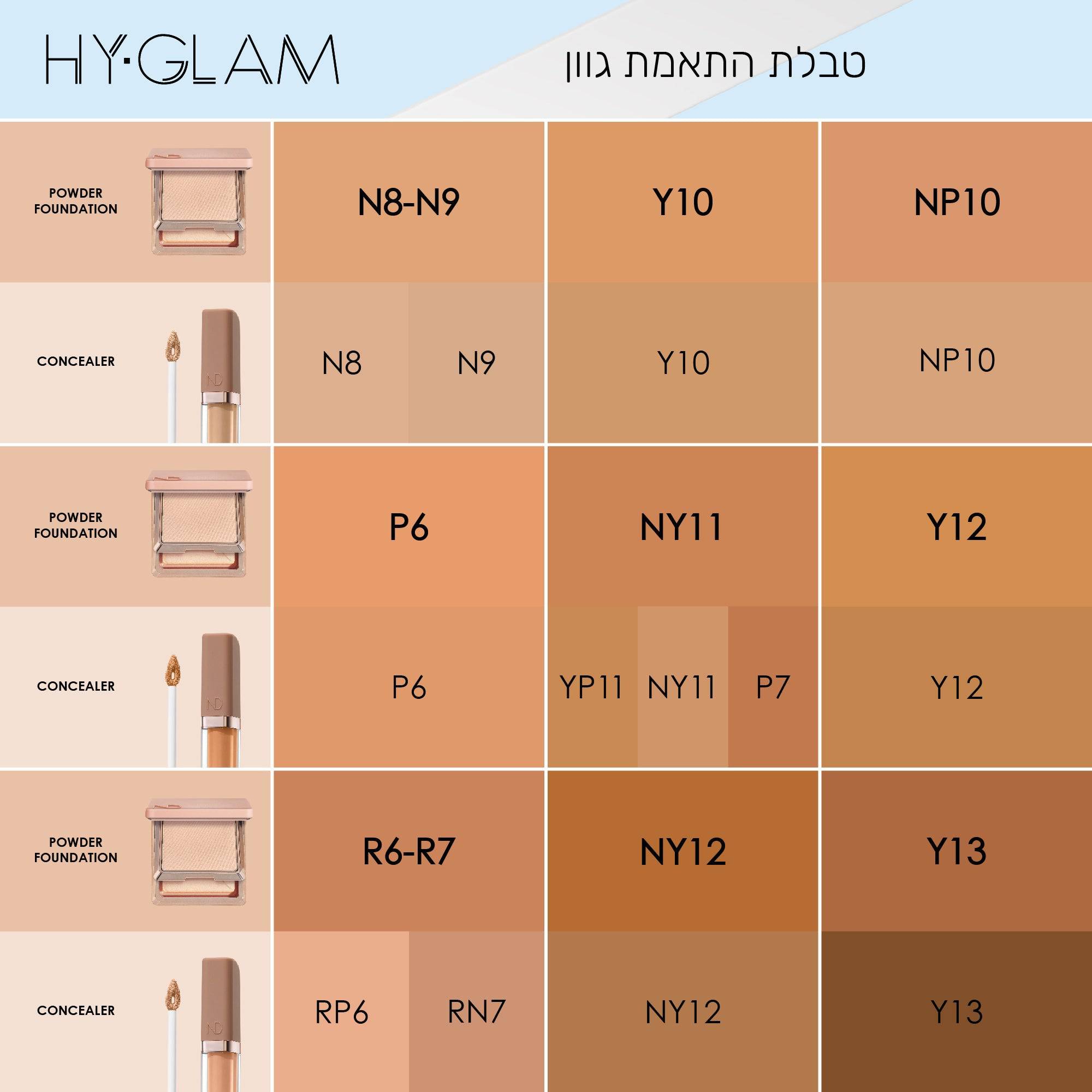 HY-GLAM POWDER FOUNDATION - מייקאפ פודרה היי-גלאם פאודר פאונדיישן -  