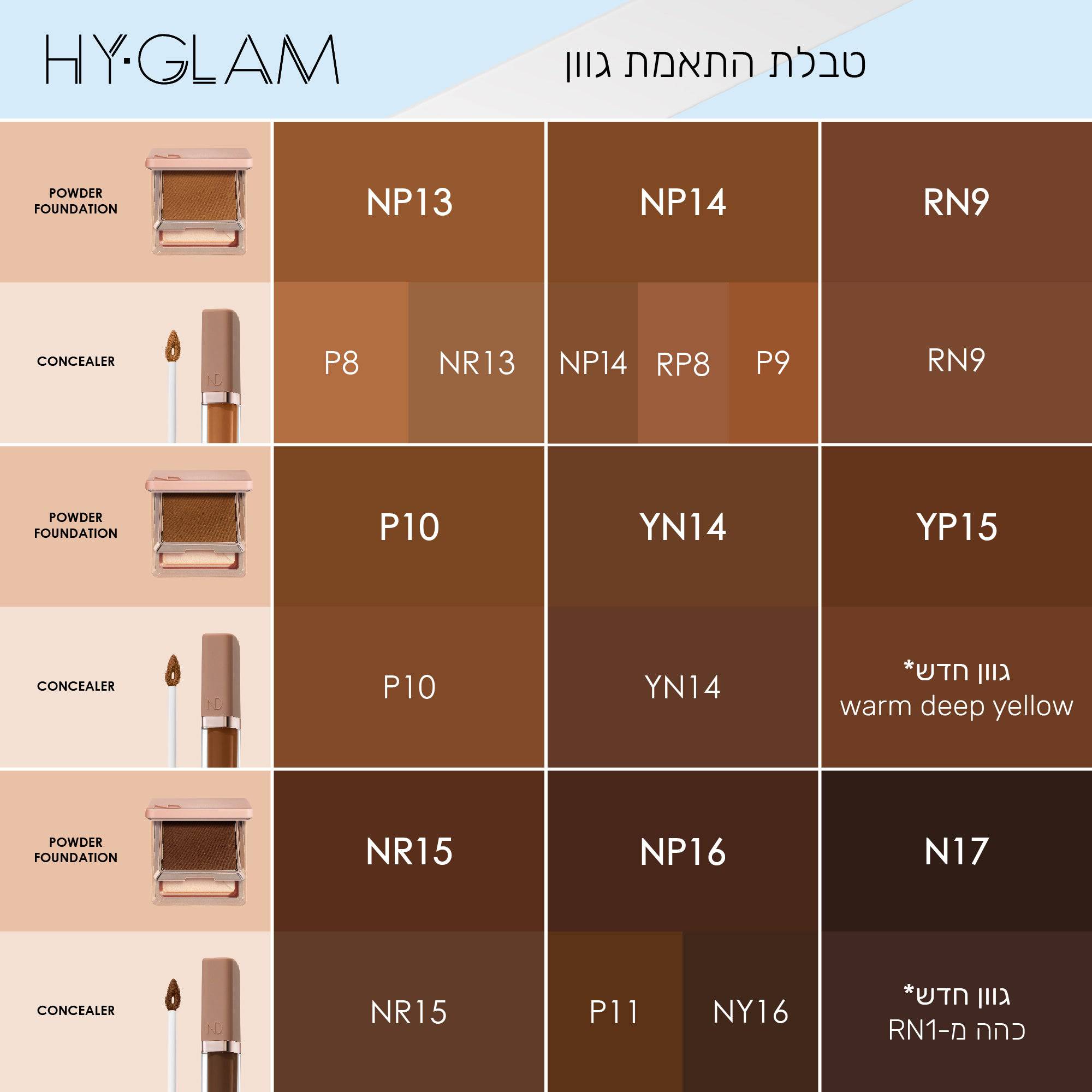 HY-GLAM POWDER FOUNDATION - מייקאפ פודרה היי-גלאם פאודר פאונדיישן -  