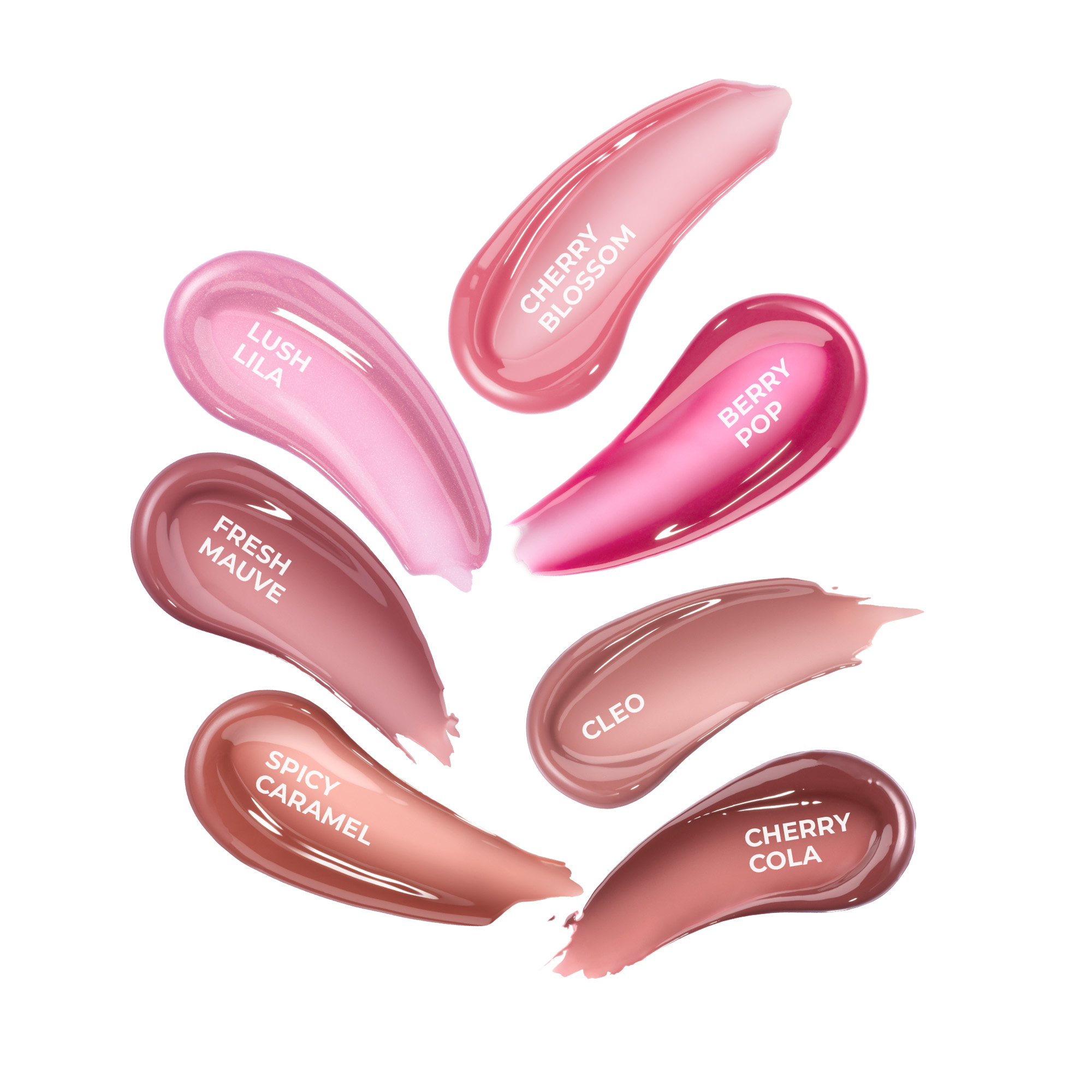 סווטשים של היי-גלוס עם שמות הגוונים.